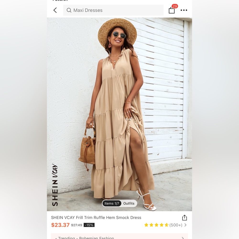 Shein Frill trim ruffle hem smock dress